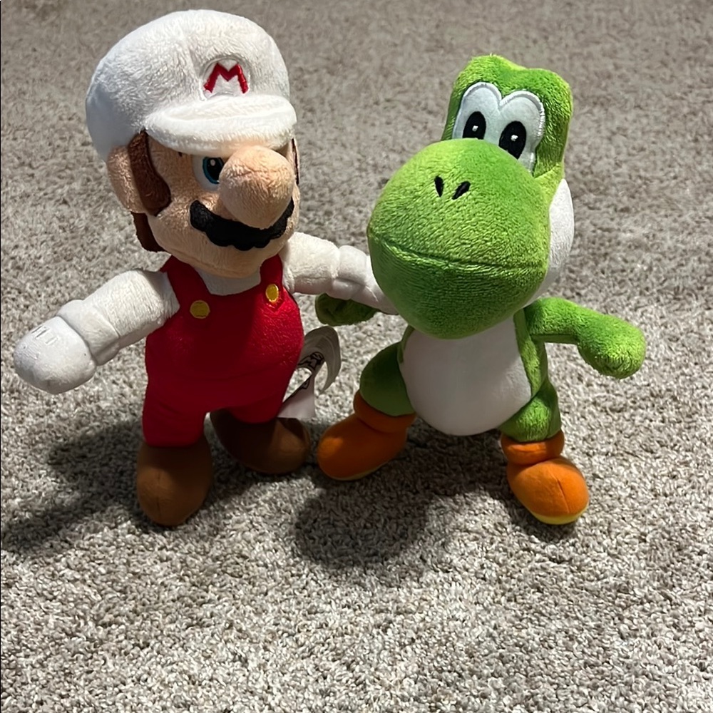 Super Mario and Yoshi Nintendo Red and Green Stuffed Animal Set